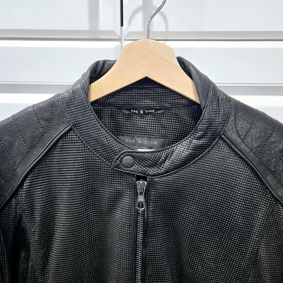 Rag & Bone Quilted Leather Biker Jacket - Picture 2 of 16